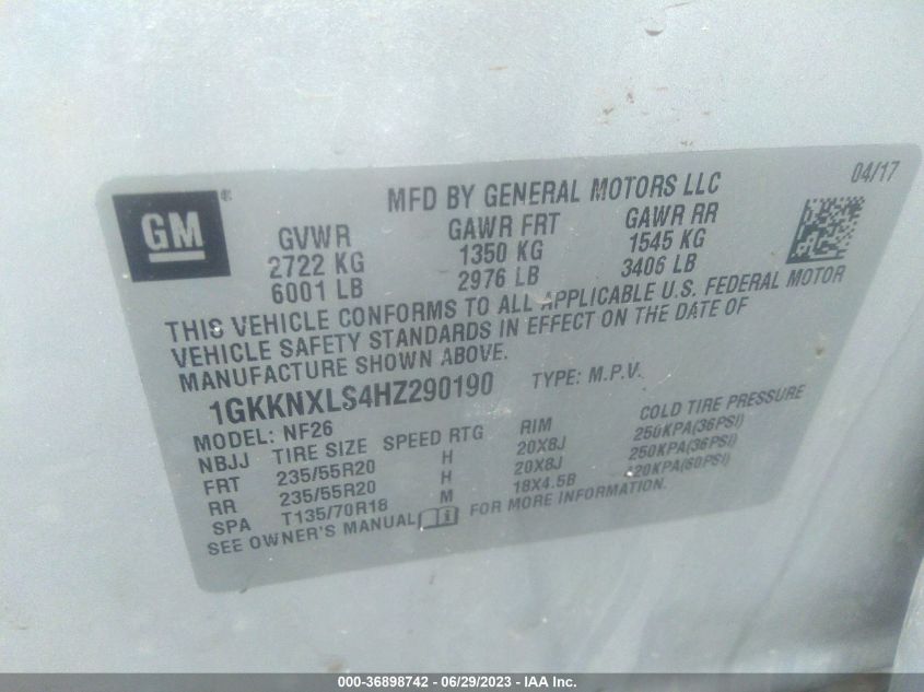 2017 GMC ACADIA DENALI - 1GKKNXLS4HZ290190