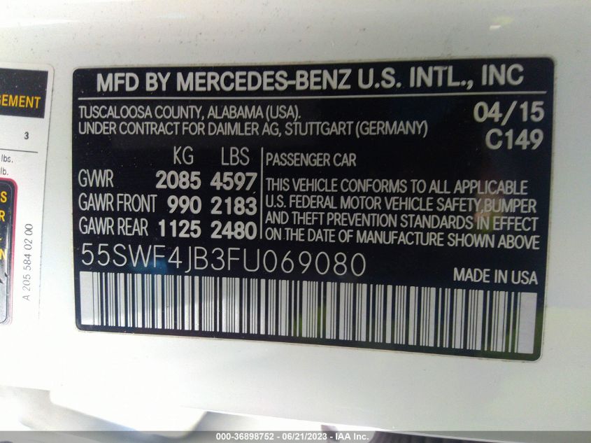 2015 MERCEDES-BENZ C-CLASS C 300 - 55SWF4JB3FU069080