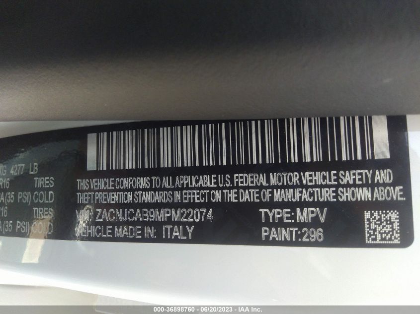 2021 JEEP RENEGADE - ZACAJCAD9MPM22074