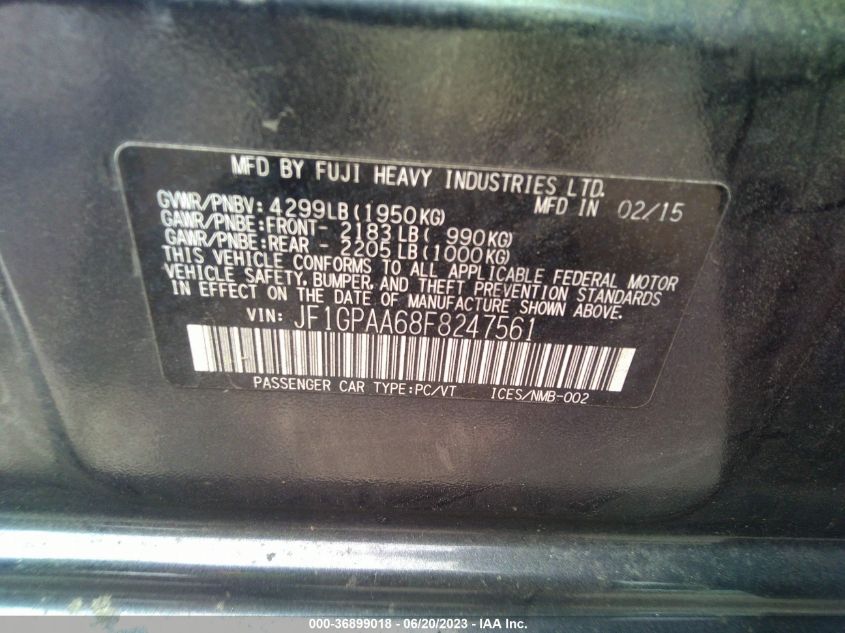 2015 SUBARU IMPREZA WAGON 2.0I - JF1GPAA68F8247561