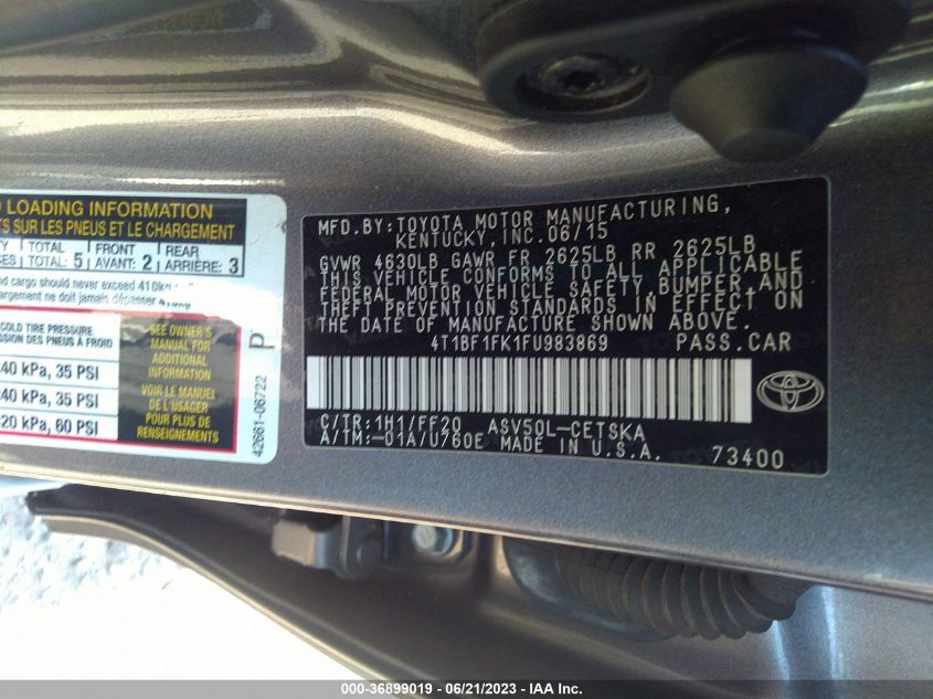 2015 TOYOTA CAMRY XLE/SE/LE/XSE - 4T1BF1FK1FU983869