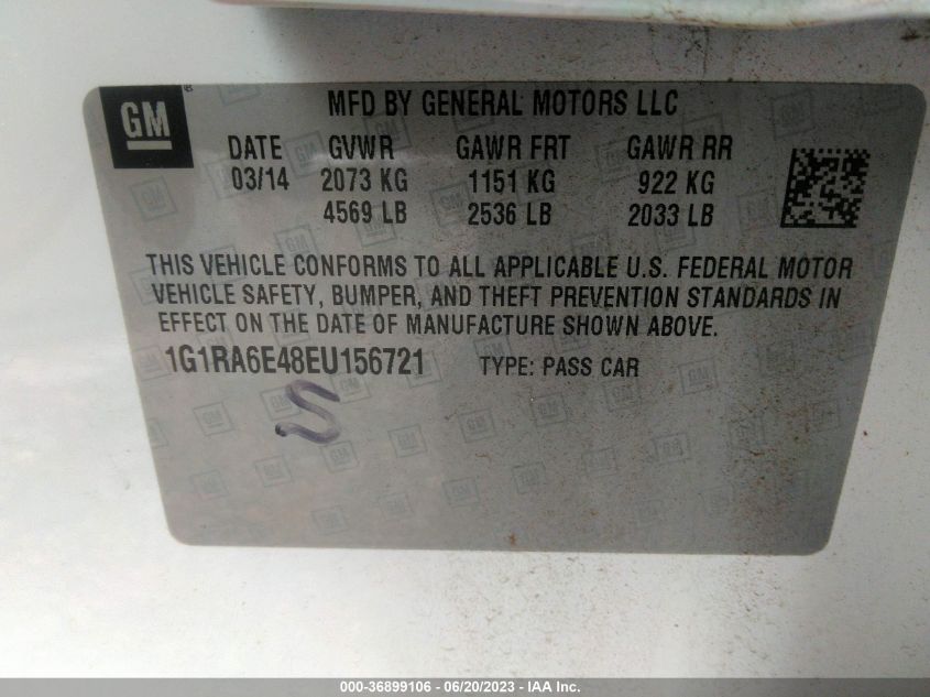 2014 CHEVROLET VOLT - 1G1RA6E48EU156721