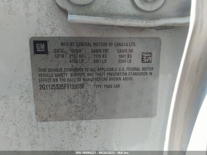 2015 CHEVROLET IMPALA LT - 2G1125S35F9199038