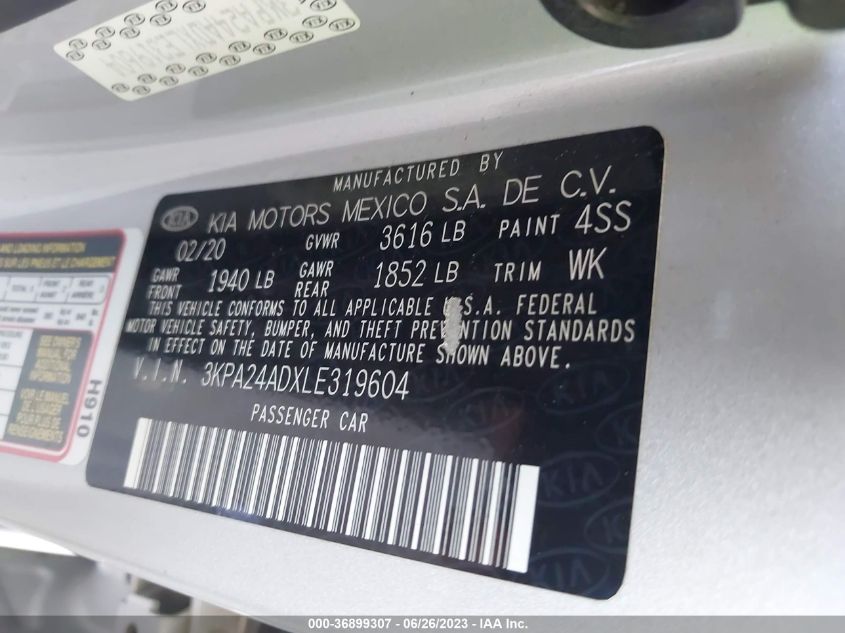 2020 KIA RIO LX/S - 3KPA24ADXLE319604