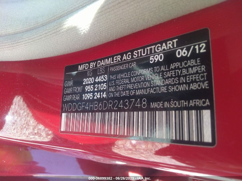 2013 MERCEDES-BENZ C-CLASS C 250 - WDDGF4HB6DR243748