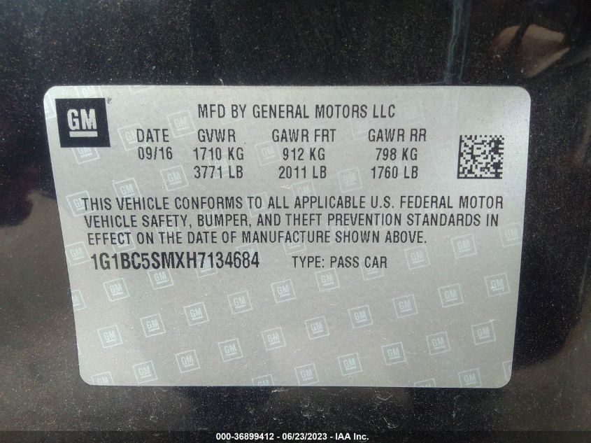 2017 CHEVROLET CRUZE LS - 1G1BC5SMXH7134684