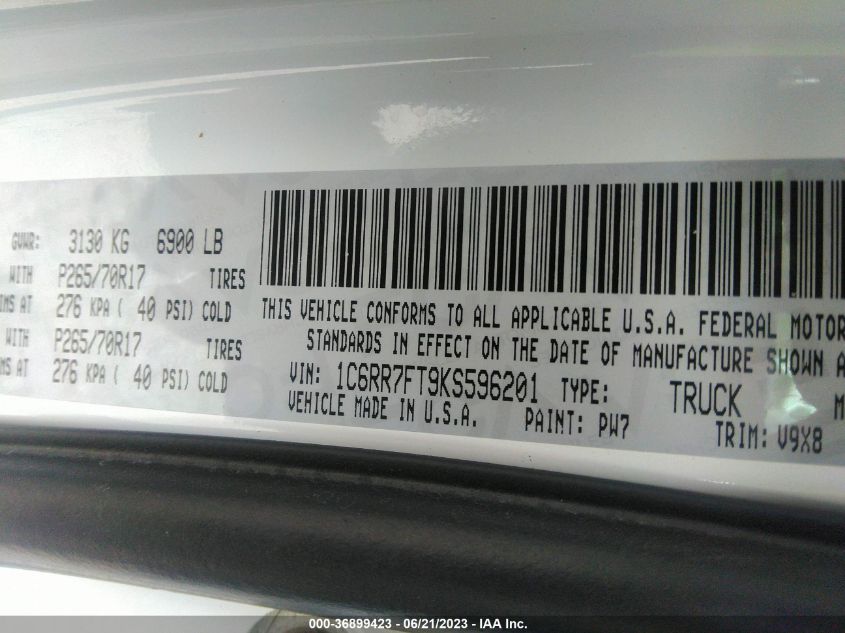 2019 RAM 1500 CLASSIC TRADESMAN - 1C6RR7FT9KS596201