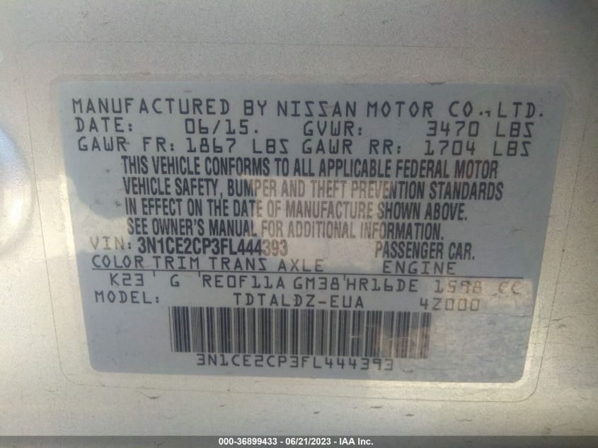2015 NISSAN VERSA NOTE SV - 3N1CE2CP3FL444393
