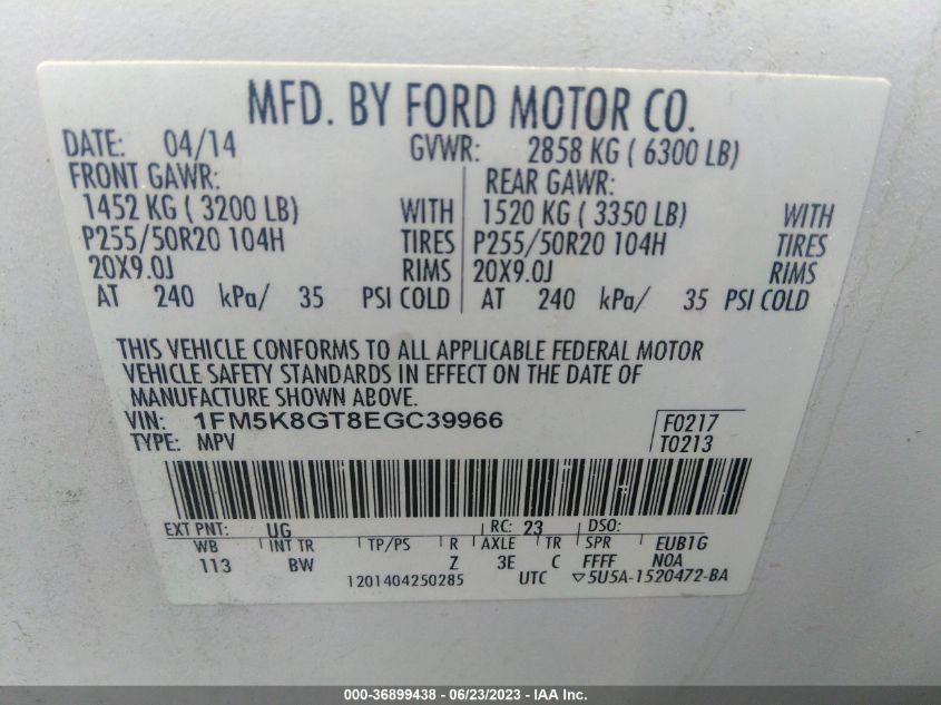 2014 FORD EXPLORER SPORT - 1FM5K8GT8EGC39966