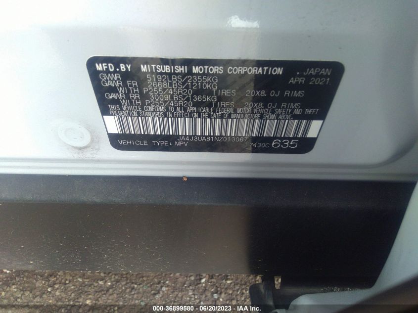 2022 MITSUBISHI OUTLANDER SE - JA4J3UA81NZ013067