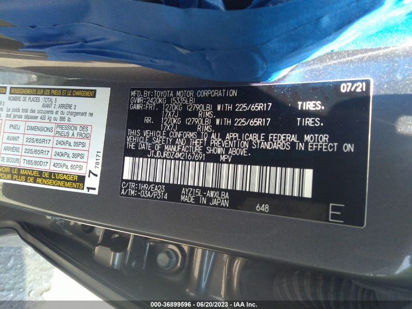 2021 LEXUS NX NX 300H - JTJDJRDZ4M2167691