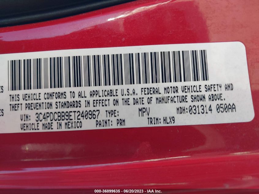 2014 DODGE JOURNEY SXT - 3C4PDCBB9ET240967