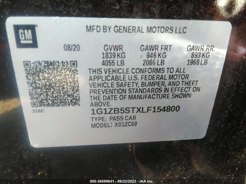 2020 CHEVROLET MALIBU LS - 1G1ZB5STXLF154800