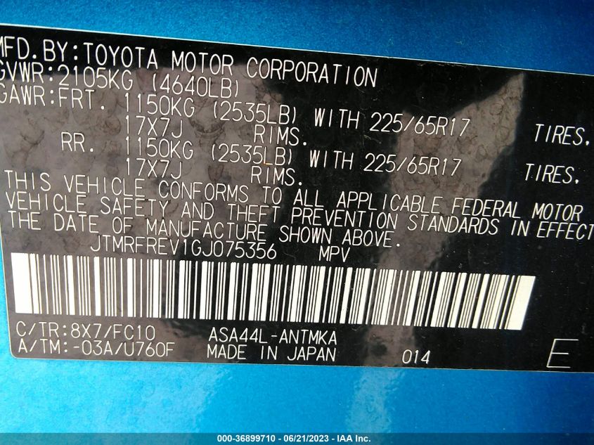 2016 TOYOTA RAV4 XLE - JTMRFREV1GJ075356