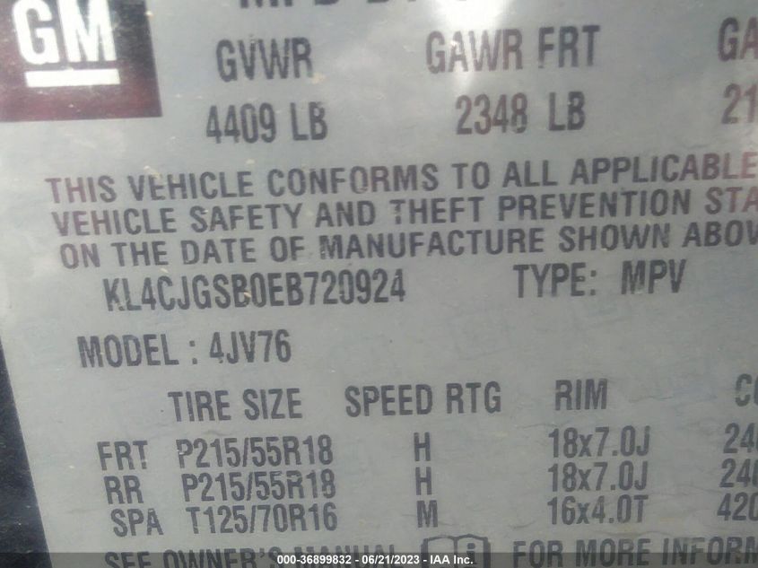 2014 BUICK ENCORE - KL4CJGSB0EB720924