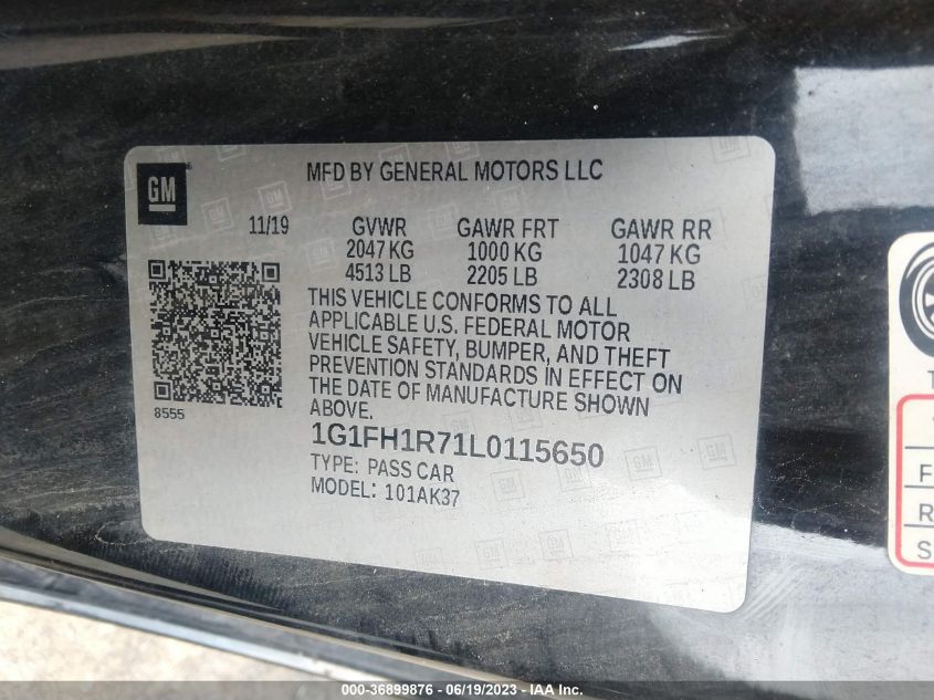 2020 CHEVROLET CAMARO 2SS - 1G1FH1R71L0115650