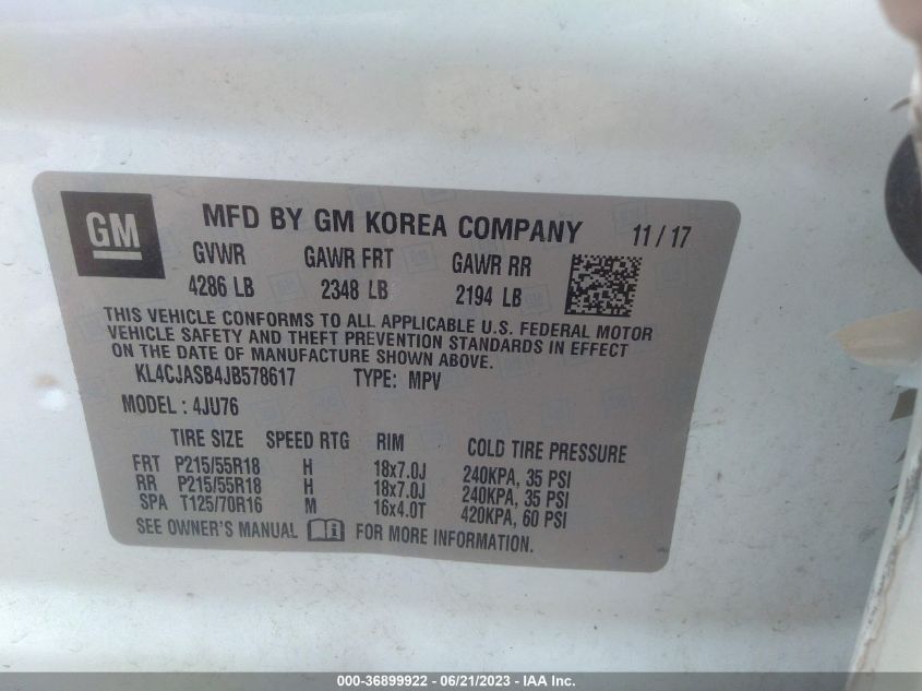2018 BUICK ENCORE PREFERRED - KL4CJASB4JB578617
