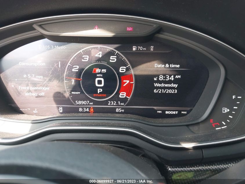 2018 AUDI S5 SPORTBACK PRESTIGE WAUC4CF5XJA019752