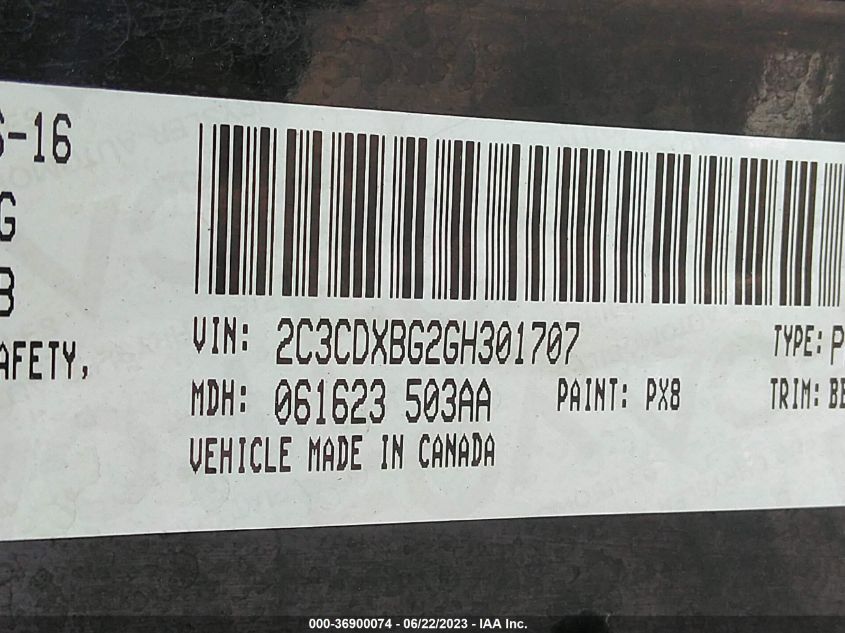 2016 DODGE CHARGER SE - 2C3CDXBG2GH301707
