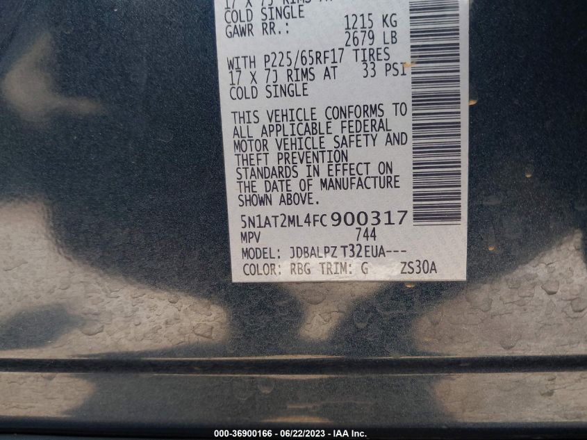 2015 NISSAN ROGUE S - 5N1AT2ML4FC900317