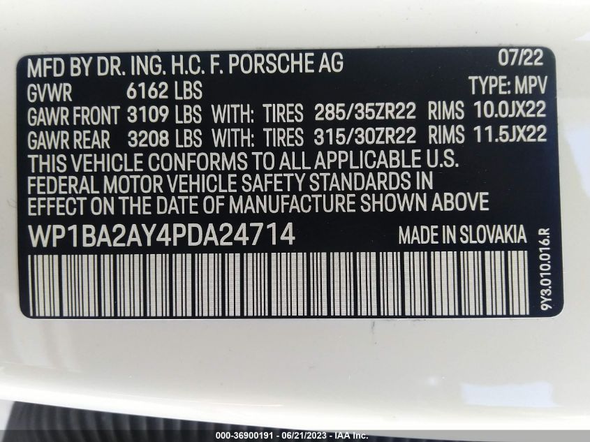 2023 PORSCHE CAYENNE - WP1BA2AY4PDA24714