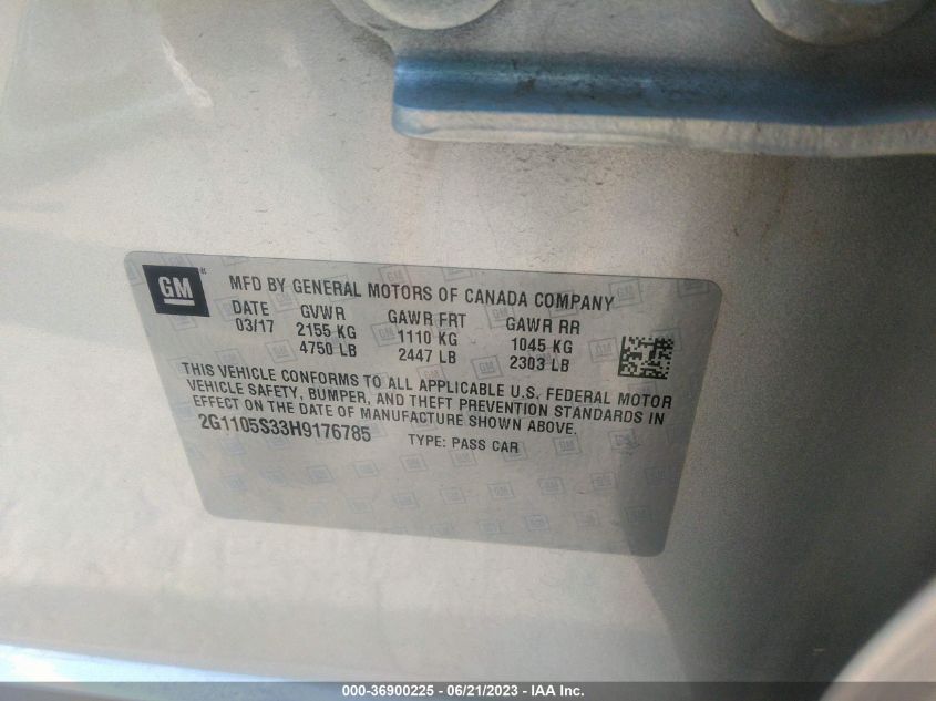 2017 CHEVROLET IMPALA LT - 2G1105S33H9176785