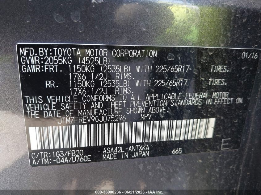 2016 TOYOTA RAV4 LE - JTMZFREV9GJ075296