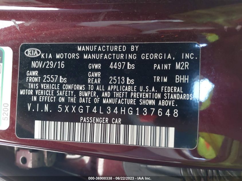 2017 KIA OPTIMA LX - 5XXGT4L34HG137648
