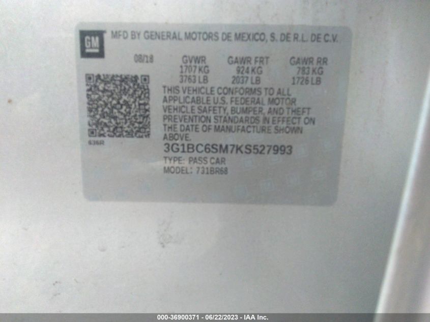 2019 CHEVROLET CRUZE LS - 3G1BC6SM7KS527993