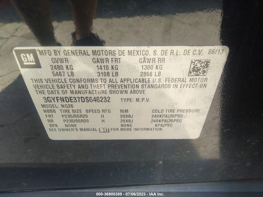 2013 CADILLAC SRX PERFORMANCE COLLECTION - 3GYFNDE37DS646232