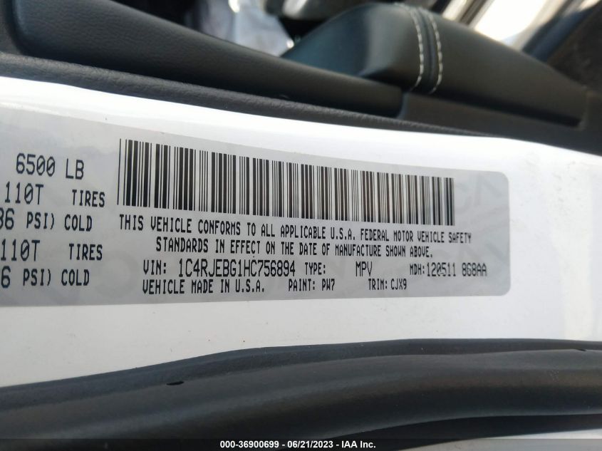 2017 JEEP GRAND CHEROKEE LIMITED - 1C4RJEBG1HC756894