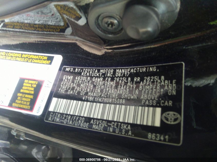 2017 TOYOTA CAMRY LE/XLE/SE/XSE - 4T1BF1FK7HU815088