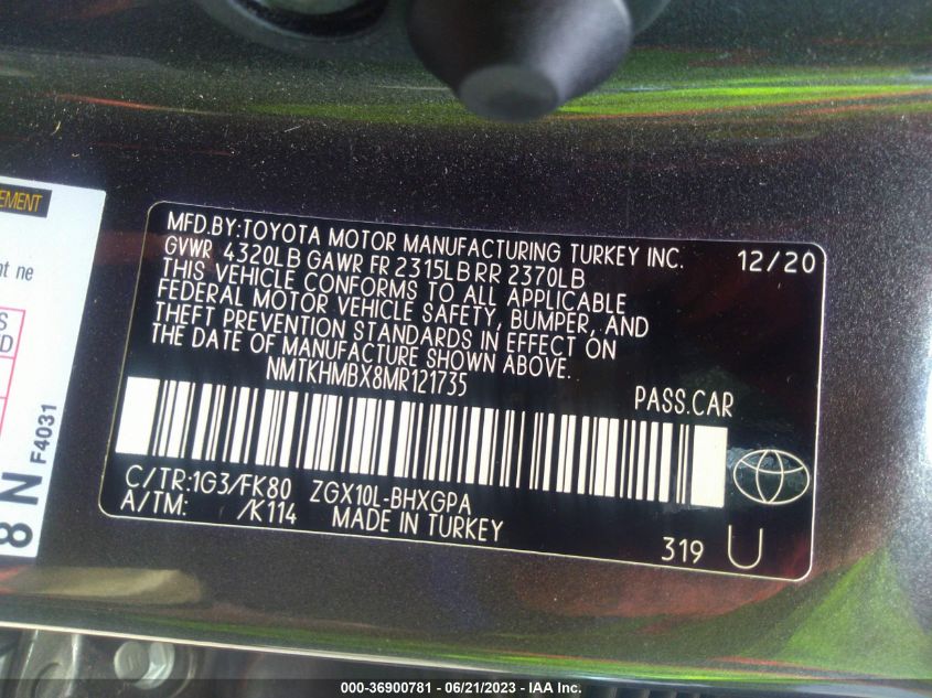 2021 TOYOTA C-HR LE/XLE/LIMITED/NIGHTSHADE - NMTKHMBX8MR121735