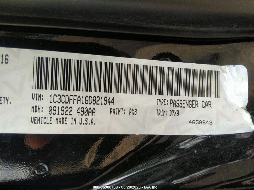 2016 DODGE DART SXT SPORT - 1C3CDFFA1GD821944