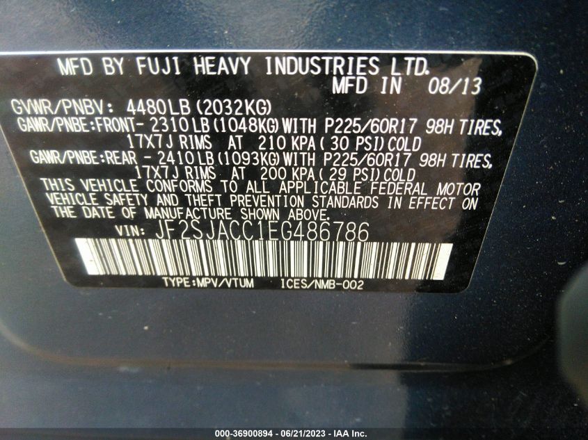 2014 SUBARU FORESTER 2.5I PREMIUM - JF2SJACC1EG486786