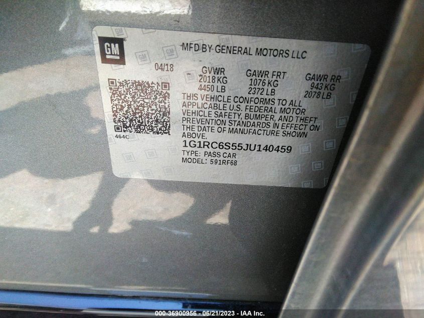 2018 CHEVROLET VOLT LT - 1G1RC6S55JU140459