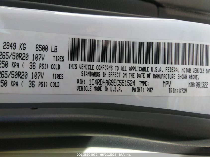 2014 DODGE DURANGO SXT - 1C4RDHAG9EC551524