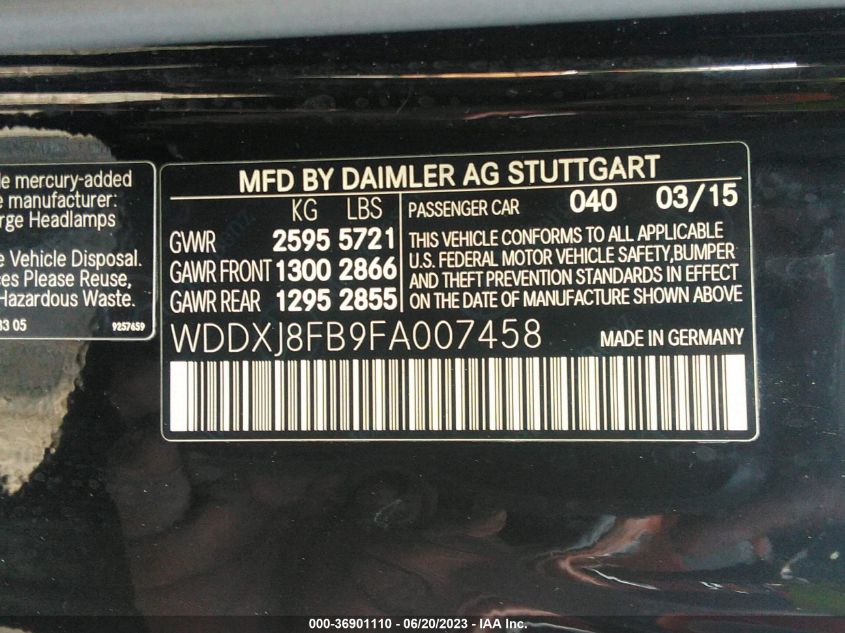 2015 MERCEDES-BENZ S-CLASS S 550 - WDDXJ8FB9FA007458