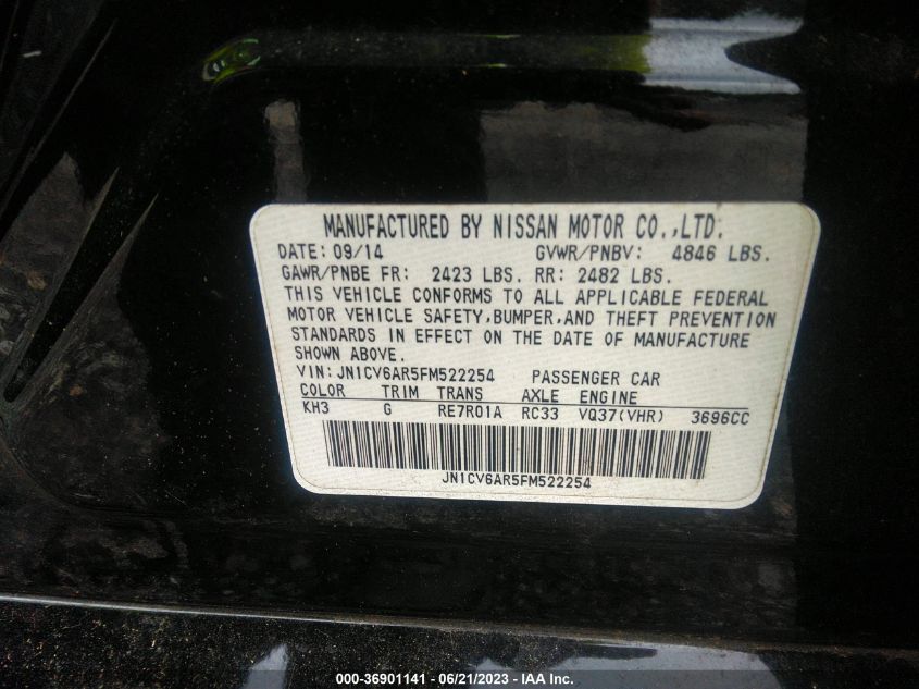 2015 INFINITI Q40 JN1CV6AR5FM522254
