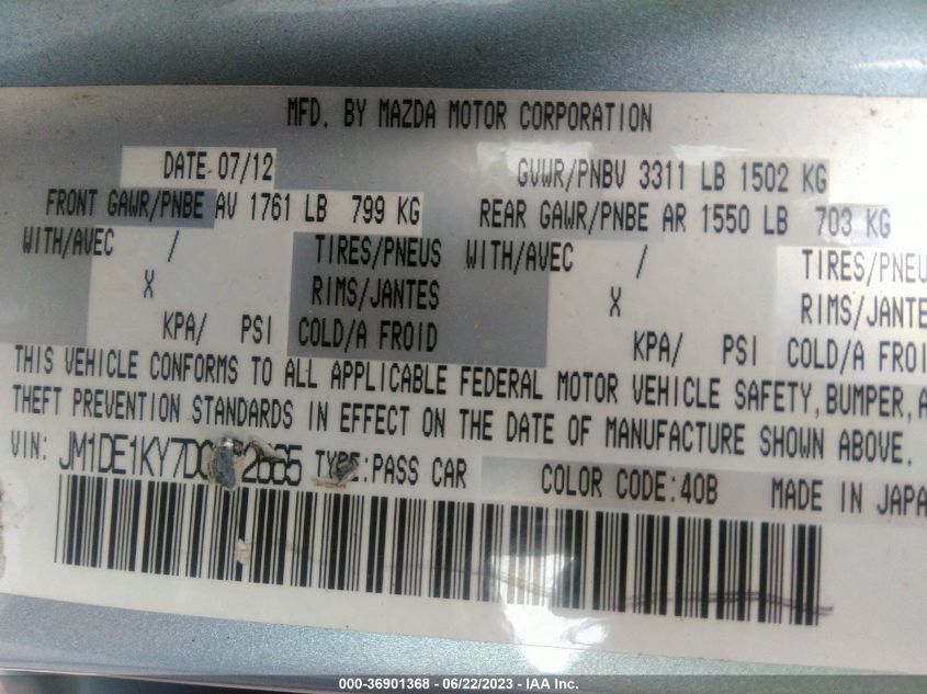 2013 MAZDA MAZDA2 SPORT - JM1DE1KY7D0152665