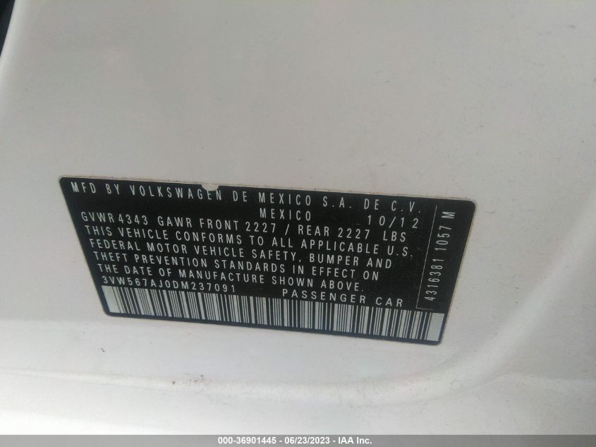 2013 VOLKSWAGEN GLI AUTOBAHN W/NAV 3VW567AJ0DM237091
