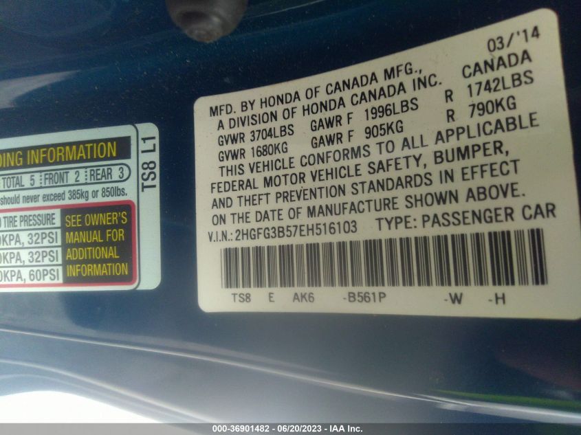 2014 HONDA CIVIC COUPE LX - 2HGFG3B57EH516103