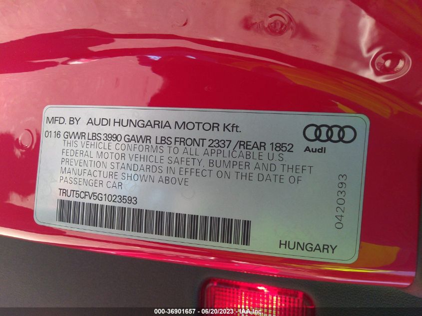 2016 AUDI TT 2.0T - TRUT5CFV5G1023593