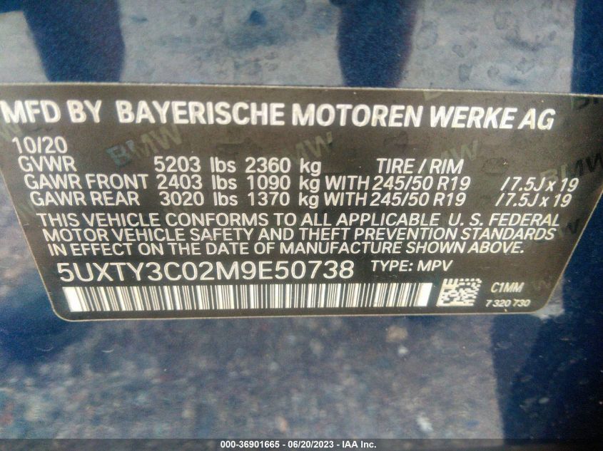 2021 BMW X3 SDRIVE30I - 5UXTY3C02M9E50738