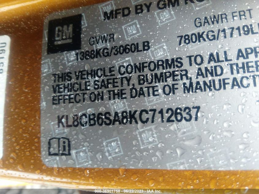 2019 CHEVROLET SPARK LS - KL8CB6SA8KC712637