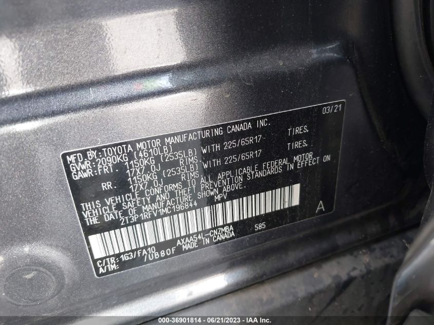 2021 TOYOTA RAV4 XLE - 2T3P1RFV1MC196844