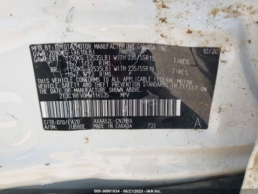 2021 TOYOTA RAV4 XLE PREMIUM - 2T3C1RFV0MW114535