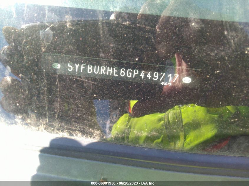 2016 TOYOTA COROLLA L/LE/S/S PLUS/LE PLUS - 5YFBURHE6GP449717