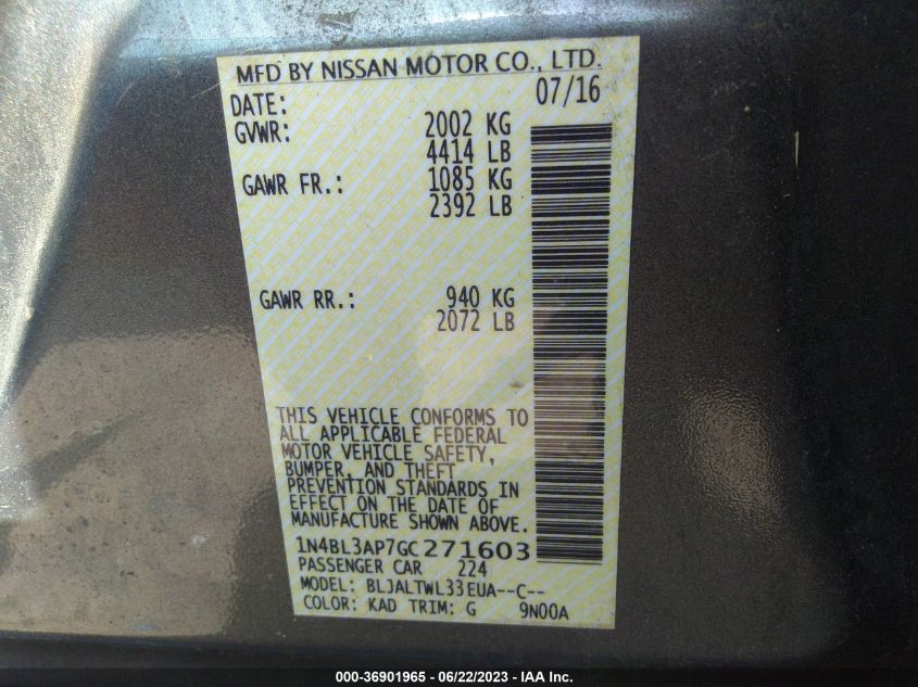 2016 NISSAN ALTIMA 3.5 SL - 1N4BL3AP7GC271603
