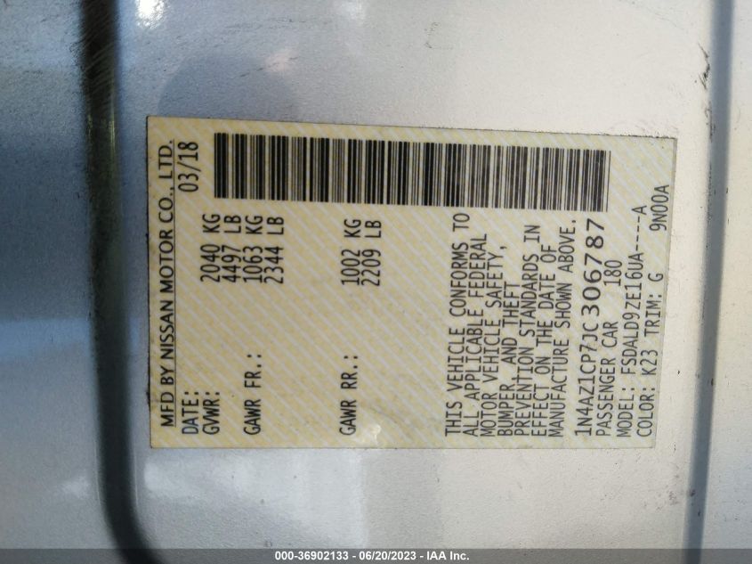 2018 NISSAN LEAF SV - 1N4AZ1CP7JC306787